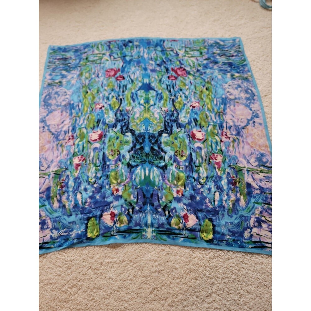 Claude Monet Water Lilies Oil Painting Art 100% Silk Scarf 34x34